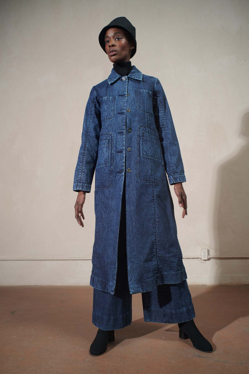 CONRAD CAR COAT | denim | organic + earth dyed – Maria Stanley