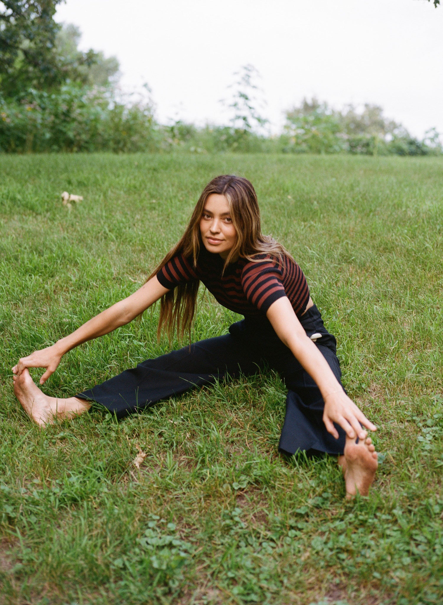 JONES RIBBED TEE | cacao stripe | organic