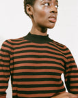 JANE RIBBED TURTLENECK | cacao stripe | organic