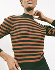 JANE RIBBED TURTLENECK | cacao stripe | organic