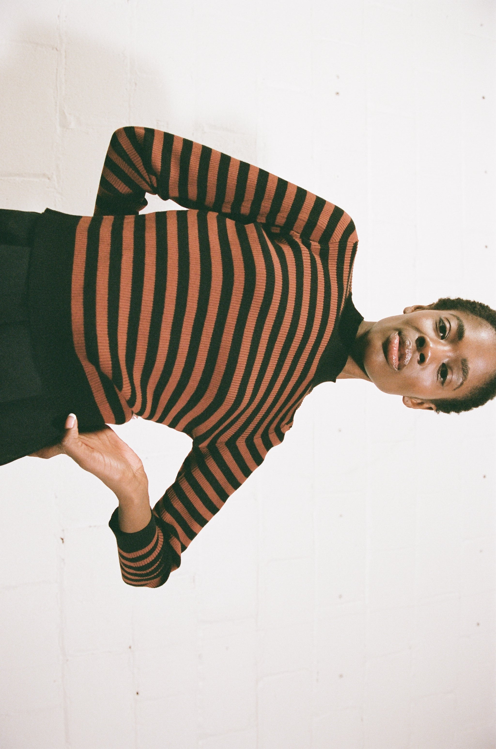 JANE RIBBED TURTLENECK | cacao stripe | organic