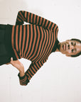 JANE RIBBED TURTLENECK | cacao stripe | organic