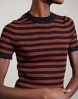 JONES RIBBED TEE | cacao stripe | organic