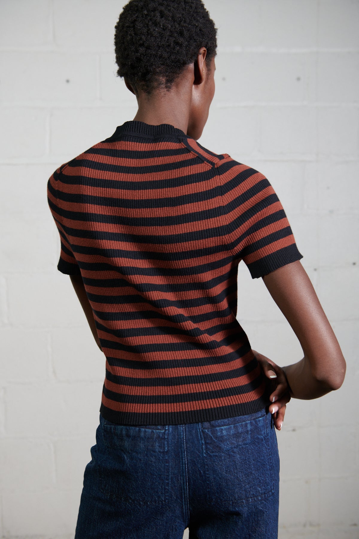 JONES RIBBED TEE | cacao stripe | organic