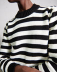 CHUNKY SHRUNKEN JUMPER | ecru stripe | organic