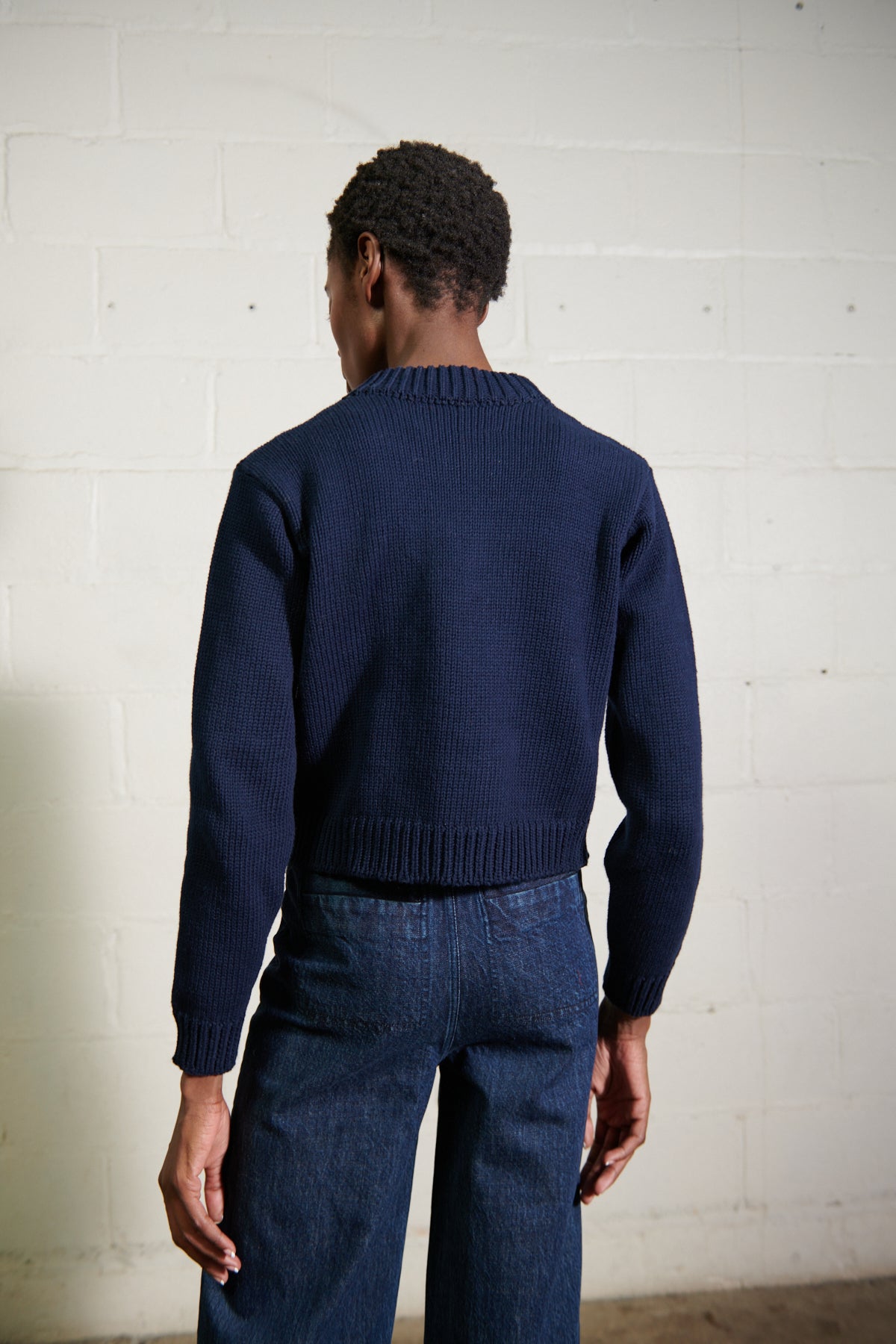 CHUNKY SHRUNKEN JUMPER | navy | organic