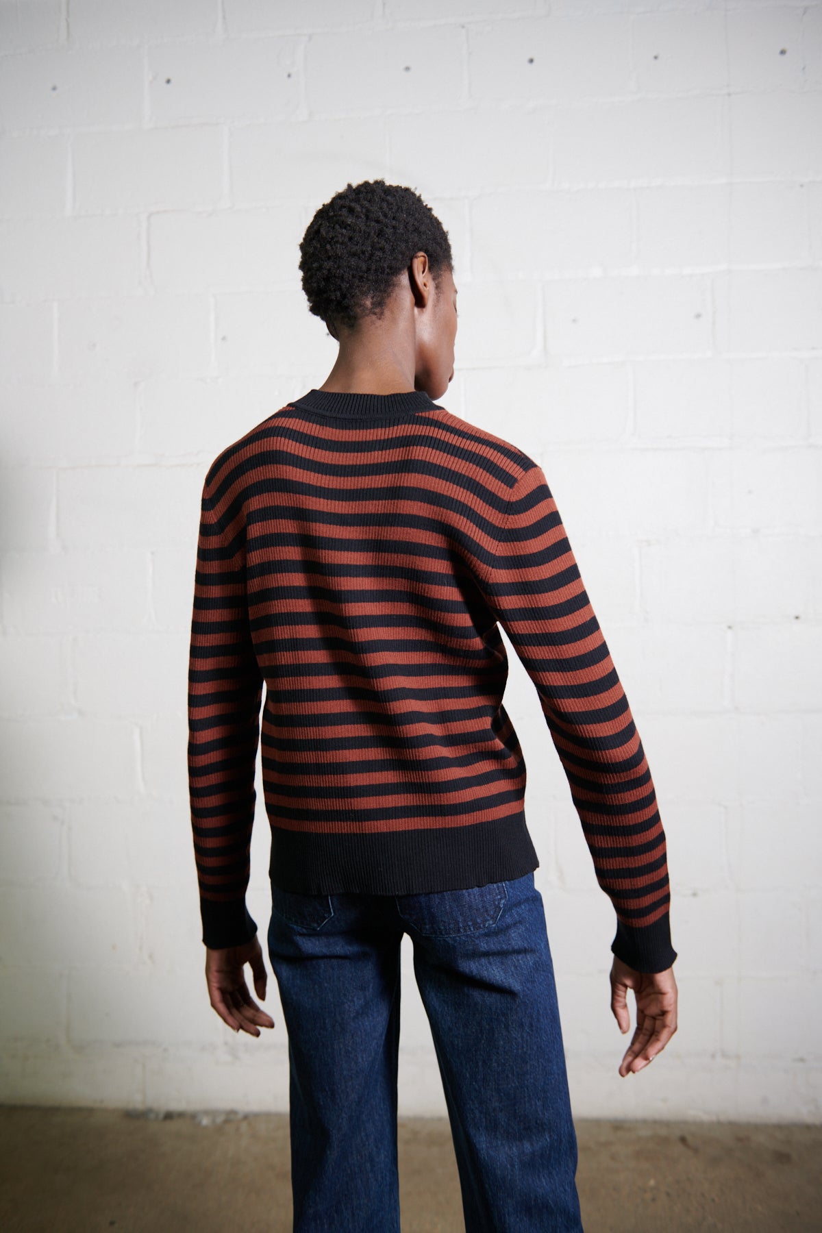 FINN RIBBED PULLOVER | cacao stripe | organic