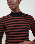 JANE RIBBED TURTLENECK | cacao stripe | organic