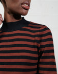 JANE RIBBED TURTLENECK | cacao stripe | organic